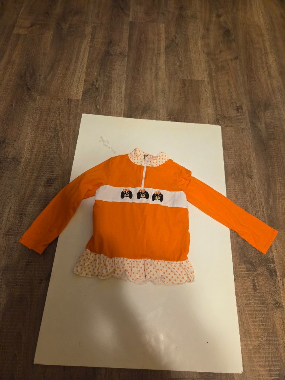 Vibrant Orange and White Long Sleeve Girls Shirt with Tennessee "Smokie" Appliqu